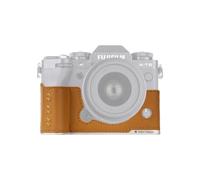 PGYTECH Funda de piel para cámara FUJIFILM X-T5, media funda de piel auténtica hecha a mano con base de aleación de aluminio, almacenamiento de tarjetas SD, agujero de fijación de correa y enchufe