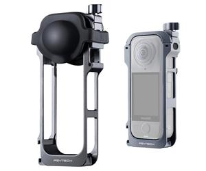 PGYTECH Jaula de Cámara para Insta360 X4 Air Caja Protectora Aleación de Aluminio Perilla Bloqueo Giratorio Marco con Monturas Zapata Fría Roscas 1/4 Pulgada Tapa de Lente Silicone Espuma Antiviento