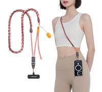 PGYTECH LinkGo Correa para Fotografía Telefónica, Versión Trenzada, Correa Ajustable Cruzada con Cuenta de Montaje Rápido, para iPhone, Android y la Mayoría de los Smartphones, Rosa Coral