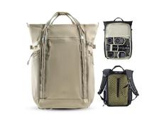 PGYTECH OneGo Roamer Mochila Fotográfica 25L, Tote Casual Repelente al Agua con Doble Transporte, para Cámaras Réflex/Mirrorless, Drone DJI Mavic, MacBook Pro 16", Soporte para Trípode (Khaki)