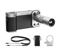 PGYTECH RetroVa Set de Regalo Todo en Uno para iPhone 17 Pro, con Teleobjetivo 2.35x, Funda de Teléfono Vintage, Empuñadura Bluetooth, Ranura MicroSD, Rosca 1/4"-20, Soporte para Trípode y Correa