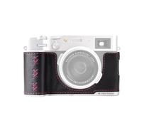 PGYTECH X100VI Funda de Cuero para FUJIFILM, Media Funda de Cuero Genuino Hecha a Mano con Base de Aleación de Aluminio, Ranura para Tarjeta SD y Ojal para Correa (para Fuji X100VI, Negro)