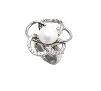 PH Artistic Anillo de plata de ley 925 para mujer, circonita cúbica y piedra preciosa de perla, hecho a mano, regalo H922