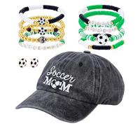 PH PandaHall 10 accesorios de béisbol/fútbol para mamá, sombrero para mamá con 8 pulseras elásticas de la amistad y aretes, joyería deportiva, regalos de béisbol para el día del juego, regalo para