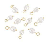 PH PandaHall 10 colgantes de perlas naturales de perlas de agua dulce, 13,5 ~ 20 mm colgantes con perla con anillos de unión para pendientes, pulseras, collares, joyas