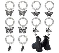 PH PandaHall 10 dijes de aleación para zapatos, 5 estilos góticos, punk, botas, colgantes, vintage, mariposa, cruz, cuervo, para tenis, vestir, zapatos, bolsa, llavero, decoración, 2 ~ 2.2 pulgadas
