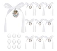 PH PandaHall 10 dijes de ramo de fotos, ovalado de decir de ángel de encaje de plata envejecida, conmemorativo de boda, foto conmemorativa con cinta de satén y cuentas