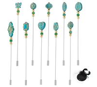 PH PandaHall 10 estilos de alfileres para sombrero, 12,5 cm, diseño de mariposa, corazón, con cuentas facetadas de cristal, elegantes alfileres para el pelo para mujer, broches, corbatas, sombreros