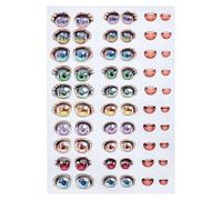 PH PandaHall 10 estilos de dibujos animados 3D de ojos y boca, 60 unidades, diseño de ojos de anime, 2 tamaños, lindas bocas, calcomanías adhesivas coloridas para bricolaje, anime, ganchillo