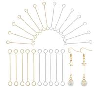 PH PandaHall 100 alfileres de latón de 25 mm, alfileres de ojo de doble cara, calibre 26, alambre de latón abierto, hallazgos de varilla de conexión de oreja dorada y plateada para manualidades,