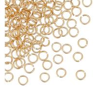 PH PandaHall 100 anillos de oro de 24 quilates, anillos de salto abiertos de 6 mm, anillo conector de joyería de latón dorado, calibre 18, anillo O sin soldar, para aretes, pulseras, collares