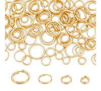 PH PandaHall 100 anillos divididos chapados en oro de 24 quilates, anillos dobles dorados de 4/5/6/8 mm, anillo de conexión de latón pequeño para colgantes, llaveros, joyería, manualidades, pesca