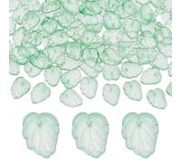 PH PandaHall 100 dijes de hojas de cristal transparentes de dos colores, colgantes de plantas de cristal para primavera, verano, aretes, pulseras, collares, joyas, manualidades, Vidrio, No es una