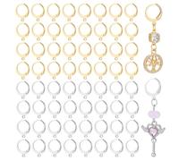 PH PandaHall 100 piezas de 2 colores con cierre de palanca, ganchos para aretes, suministros para aretes, suministros de acero inoxidable 304, con palanca trasera, alambre de oreja con lazo abierto