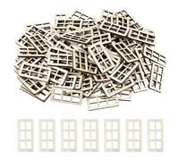 PH PandaHall 100 piezas de recortes de madera para ventana de casa de muñecas sin terminar de 20 x 40 mm, ventanas en miniatura en blanco, mini ventanas de casa de hadas, rodajas de madera para jardín