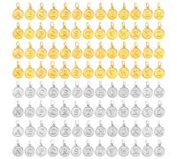 PH PandaHall 104 colgantes del alfabeto de la A a la Z, dijes de letras de metal de 0.6 pulgadas, colgantes planos y redondos con inicial con anillos de salto para pulseras, llaveros, joyería, platino