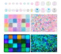 PH PandaHall 11581 cuentas de cristal luminosas, 24 estilos que brillan en la oscuridad, 2/2.5/4 mm para hacer joyas