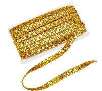 PH PandaHall 12,8 m Bling Encaje Borde, adorno de lentejuelas doradas Artesanía con lentejuelas brillantes para coser con lentejuelas y cinta para vestir diadema disfraz de costura manualidades, 15mm