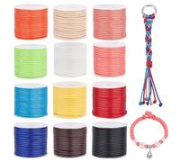 PH PandaHall 12 Colores Hilo Encerado, 2 mm, cordón de poliéster, Cuerda Tejida con cordón Encerado Trenzado para Pulsera, Collar, Joyas, Bricolaje, artesanías, Suministros de maramé, 10 m/Rollo