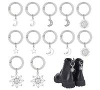 PH PandaHall 12 dijes decorativos para zapatos, 6 estilos, sol, luna, estrella, para botas, gótico, punk, estilo vintage, dijes de aleación para tenis, sandalias, hombres y mujeres, accesorios de