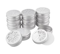 PH PandaHall 12 latas de aluminio con 3 recipientes redondos de metal estilo latas vacías con tapas de cables, contenedores recargables para aromaterapia, ambientadores para casa de verano, 7 x 2,6 cm