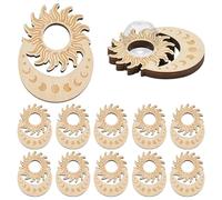 PH PandaHall 12 soportes de madera para bolas de cristal, sol y luna, soporte de esfera de 16 mm con agujero de 16 mm, soportes de exhibición de esferas para 2 a 6 cm, piedra natural, decoración del