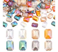 PH PandaHall 120 cuentas de cristal facetado de 8 colores, rectangulares planas de 14 x 10 mm, para manualidades, joyas, pulseras, collares, aretes, llaveros