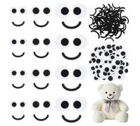 PH PandaHall 120 juegos de ojos de fieltro con boca, 3 tamaños, redondos, para manualidades, ojos de ganchillo, ojos negros, para manualidades, ojos de amigurumi, para animales de peluche, marionetas