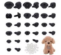 PH PandaHall 120 narices de plástico Negras en 15 tamaños con Espaciador, narices de Oso de Peluche para Manualidades, Ganchillo y Manualidades con Peluches, lápiz: 4,5 mm ~ 6,5 mm