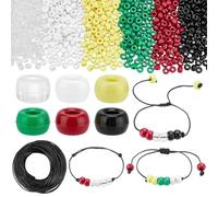 PH PandaHall 1200 cuentas de Navidad, 6 colores, plan de salvación, juego de pulseras rojas, amarillas y verdes, perlas acrílicas transparentes con seda de cera de 90 m para Navidad, productos de