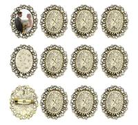 PH PandaHall 12pcs Brosche Cabochon Tray 36x29mm Bride Ramo de Novia Brooch Blank Antic Gold Marco Foto para hacer joyas nupciales Tamaño interior 25 x 18 mm