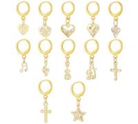PH PandaHall 12pcs Colgantes Oro para Zapatillas de Deporte Colgantes Cúbico Circonita para Zapatos, 24-32mm Corazón Cruz Música Nota Zapatos Decoración Colgantes para Zapatos de Lona Botas Bolsas