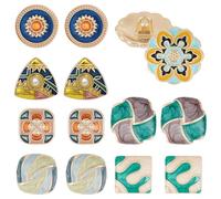 PH PandaHall 14 botones de esmalte aleación de zinc 7 estilos vintage triangular, redondo, cuadrado multicolor 18,5 mm Art Deco para costura, scrapbooking, ganchillo