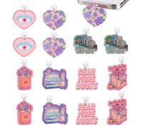 PH PandaHall 14 dijes de 7 estilos para Kindle, leer libros, tapones antipolvo compatibles con Kindle y teléfonos tipo C, puertos de carga, tapones antipolvo para teléfono, colgantes para decoración