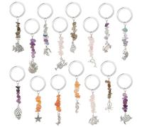 PH PandaHall 15 llaveros de piedras preciosas, llavero de animal marino, llavero con dije de sirena con llavero dividido para bolso, teléfono, llaves de coche, cumpleaños, Navidad, fiesta,