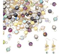 PH PandaHall 150 dijes redondos de cristal de 13 mm, colgantes para llavero, aretes, manualidades, joyería, Navidad, cumpleaños, fiesta, decoración, colores mezclados