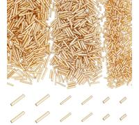 PH PandaHall 1500 cuentas de cristal de 3 tamaños, cuentas de tubo de 5/9/12 x 2 mm de largo, cuentas espaciadoras sueltas metálicas con agujero de 0,5 mm para manualidades, pulseras, collares, joyas,