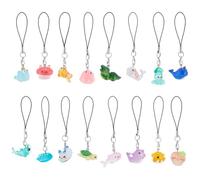 PH PandaHall 16 estilos de dijes para teléfono con temática del océano, llavero Kawaii con diseño de pez marino, tortuga, delfín, correa de resina para monedero, bolsa de teléfono, bolso, mochila