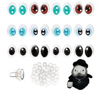 PH PandaHall 18 pares de ojos de seguridad 3D, 6 colores, ovalados, de repuesto, 10 x 14 x 19 mm, ojo de cristal, ojo de peluche con arandela para marionetas de peluche, amigurumis, oso de peluche