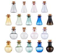 PH PandaHall 18 tarros de hechizos pequeños de colores, 2 juegos de mini botellas de vidrio, mini botellas de poción, frascos de botella de deseos con tapón de corcho para decoración de bodas, fiestas