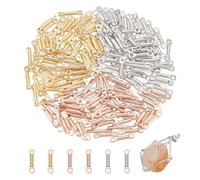 PH PandaHall 180 unids 3 colores conectores de barra para joyas barra 2 agujeros tira barra conexión colgantes conexión vacío colgantes para joyería pendientes 8x1.2mm, 8x1.2mm, Latón, Sin gemas.