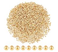 PH PandaHall 1830 cuentas de oro de 18 quilates de 2 mm, mini cuentas lisas sin costuras, perlas duraderas para la cintura, cuentas de metal y latón para la fabricación de pulseras multicapa joyas por