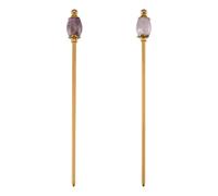 PH PandaHall 2 horquillas para el pelo de amatista morada natural, doradas, horquillas chinas de 15 cm, palillos de pelo de metal, horquilla vintage para mujer, regalo de pelo largo, accesorio de