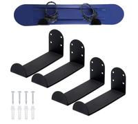 PH PandaHall 2 juegos de soporte de pared para esquís, porta snowboard de pared, de acero inoxidable, color negro, expositor para monopatín para snowboard, longboard, wakeboard, 16,8 x 5,1 x 7,8 cm