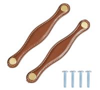 PH PandaHall 2 paquetes asas de cajón de piel fibra asas de armario para muebles, asas de cajón de fibra para cocina, cuarto de baño, cajones de cajón, hardware 16,5 x 3 cm