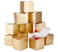 PH PandaHall 20 cajas de regalo de oro mini cajas regalo de cartón cubo 10 x 10 x 10 cm cajas de papel bombonera contenedores tarta galleta para boda, boda, graduación, cumpleaños, fiestas Navidad