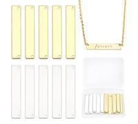 PH PandaHall 20 colgantes rectangulares de metal de 35 mm con barra en blanco para manualidades, pulseras, collares, aretes (dorado y plateado)