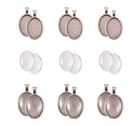 PH PandaHall - 20 conjuntos de soportes colgantes ovalados de aleación con 20 cabujón de cristal para la fabricación de bricolaje y joyas