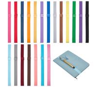 PH PandaHall 20 correas elásticas para cuaderno, 15 mm de ancho, 20 colores, correas elásticas para libros con soporte para bolígrafo, suministros para cuadernos, oficina, escuela, lector