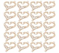 PH PandaHall 20 cuentas de conector de corazón de amor, dijes de diamantes de imitación dorados, eslabones en forma de corazón para manualidades, regalo de manualidades, día de la madre, cumpleaños
